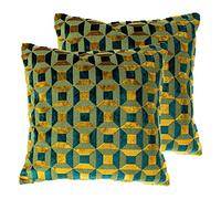 Paoletti Empire Polyester Filled Cushions (Twin Pack), Polyester, Teal/Gold