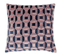 Paoletti Empire Feather Filled Cushion, Blush/Navy, 45 x 45 cm