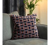 Paoletti Empire Polyester Filled Cushion, Blush/Navy, 45 x 45cm