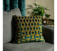 Paoletti Empire Velvet Jacquard Filled Cushion, Green