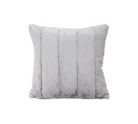 Paoletti - Empress Square Filled Cushion Super Soft Faux Fur-Reversible-Zip Closure-Machine Washable-100 Case (18" x 18" inches), Polyester, Grey, 45 x 45cm