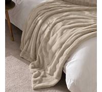 Paoletti Empress Faux Fur Throw - Soft Elegant Heavyweight Minimalist Décor Blanket for Bed or Sofa (Oatmeal - 130x180cm)