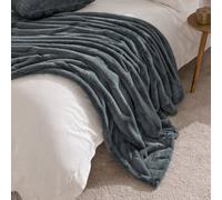 Paoletti Empress Faux Fur Throw Polyester Charcoal 200 x 140cm, Grey