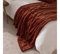 Riva Paoletti Faux Fur Throw Empress Soft Elegant Heavyweight Minimalist Rust 130x180cm