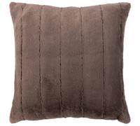 Riva Paoletti Empress Large Square Feather Filled Cushion Brown-Super Soft Faux Fur-Reversible-Zip Closure-Machine Washable-100 Case (22" x 22" inches), Polyester, Taupe, 55 x 55cm