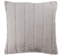Riva Paoletti Empress Square Feather Filled Cushion Super Soft Faux Fur-Reversible-Zip Closure-Machine Washable-100 Case (18" x 18" inches), Polyester, Grey, 45 x 45cm