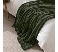 Paoletti Empress Faux Fur Throw, Pine Green, 140 X 200Cm