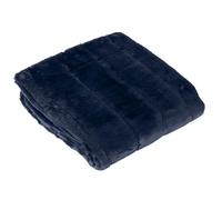 Paoletti Empress Faux Fur Throw - Soft Elegant Heavyweight Minimalist Décor Blanket for Bed or Sofa (Navy - 140x200cm)