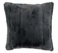 Paoletti - Empress Square Feather Filled Cushion - Charcoal Grey - Super Soft Faux Fur - Reversible - Zip Closure - Machine Washable - 100% Polyester - 55 x 55cm (22" x 22" inches)