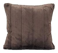Paoletti - Empress Square Filled Cushion Brown-Super Soft Faux Fur-Reversible-Zip Closure-Machine Washable-100 Case (18" x 18" inches), Polyester, Taupe, 45 x 45cm