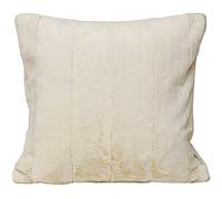 Paoletti - Empress Square Filled Cushion Super Soft Faux Fur-Reversible-Zip Closure-Machine Washable-100 Case (18" x 18" inches), Polyester, Cream, 45 x 45cm