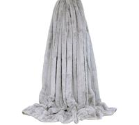 Paoletti Empress Grey Large Faux Fur Throw 140 x 200cm - Size: 200 x 140cm - Wilko