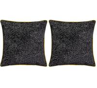 Paoletti Estelle Cushion Cover, Black/Gold, 45 x 45cm (Pack of 2)