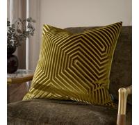 Paoletti Evoke Velvet Cushion Cover - Luxurious Chevron Pattern Decorative Square Cushion Case (Olive - 55x55cm)