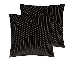 Paoletti Evoke Cut Velvet Feather Filled Cushion - Twin Pack, Black, 45 x 45cm