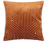Paoletti Evoke Velvet Cushion Cover - Luxurious Chevron Pattern Decorative Square Cushion Case (Brick - 45x45cm)