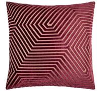 Paoletti Evoke Velvet Cushion Cover - Luxurious Chevron Pattern Decorative Square Cushion Case (Burgundy - 55x55cm)