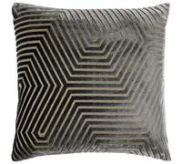 Paoletti Evoke Velvet Cushion Cover - Luxurious Chevron Pattern Decorative Square Cushion Case (Charcoal - 45x45cm)
