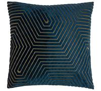 Paoletti Evoke Velvet Cushion Cover - Luxurious Chevron Pattern Decorative Square Cushion Case (Navy - 45x45cm)