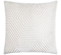 Paoletti Evoke Velvet Cushion Cover - Luxurious Chevron Pattern Decorative Square Cushion Case (Oyster - 55x55cm)