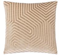 Paoletti Evoke Velvet Feather Filled Cushion - Luxurious Chevron Pattern Decorative Square Pillow With Filling (Mink - 45x45cm)