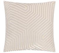 Paoletti Evoke Velvet Polyester Filled Cushion - Luxurious Chevron Pattern Decorative Square Pillow With Filling (Oyster - 45x45cm)