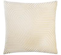 Paoletti Evoke Velvet Polyester Filled Cushion - Luxurious Chevron Pattern Decorative Square Pillow With Filling (Ivory - 55x55cm)