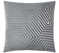 Paoletti Evoke Velvet Polyester Filled Cushion - Luxurious Chevron Pattern Decorative Square Pillow With Filling (Charcoal - 55x55cm)