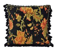 Fairvale Floral Tasselled Cushion Paoletti Black 55cm x 55cm