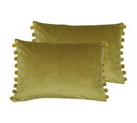 Paoletti Fiesta Feather Filled Cushions (Twin Pack), Polyester, Bamboo/Gold