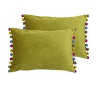Paoletti Fiesta Feather Filled Cushions (Twin Pack), Polyester, Bamboo/Multi