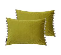 Paoletti Fiesta Feather Filled Cushions (Twin Pack), Polyester, Sage/Beige