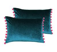 Paoletti Fiesta Feather Filled Cushions (Twin Pack), Polyester, Teal/Berry