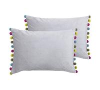 Paoletti Fiesta Twin Pack Polyester Filled Cushions, Dove/Multi, 2 Count (Pack of 1)