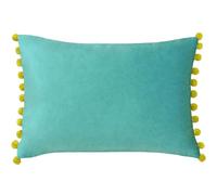 Paoletti Fiesta Rectangular Polyester Filled Cushions (Twin Pack), Polyester, Teal/Bamboo