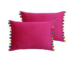 Paoletti Fiesta Twin Pack Feather Filled Cushions, Pink/Multi, 35 x 50 cm