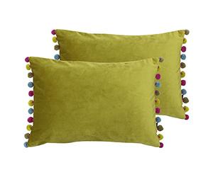 Paoletti Fiesta Twin Pack Polyester Filled Cushions, Bamboo/Multi, 35 x 50 cm