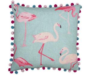 Paoletti Flamingo Pom-Pom Polyester Filled Cushion