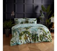Paoletti Forsteriana Palms Duvet Cover Set - Reversible Watercolour Tropical Jungle Palm Luxury Bedding (Multicolour - King)