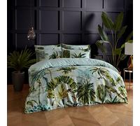 Paoletti Forsteriana Palms Duvet Cover Set - Reversible Watercolour Tropical Jungle Palm Luxury Bedding (Multicolour - Super King)