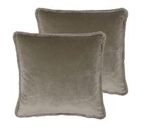 Paoletti Freya Polyester Filled Cushions (Twin Pack), Polyester, Taupe