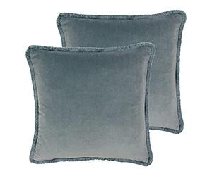 Paoletti Freya Twin Pack Feather Filled Cushions, Duck Egg, 45 x 45cm