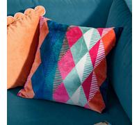 furn. Metro Harlequin Cushion Cover - Geometric Velvet Jacquard Decorative Case (Multicolour - 50x50cm)