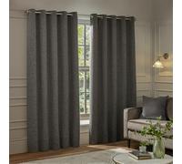 Paoletti Galaxy Eyelet Curtain Pair - Lined Room Darkening Luxury Opulent Chenille Curtains (Charcoal - 229x229cm)