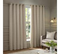 Paoletti Galaxy Eyelet Curtain Pair - Lined Room Darkening Luxury Opulent Chenille Curtains (Ivory - 117x137cm)