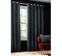 Paoletti Galaxy Eyelet Lined Chenille Curtains Emerald