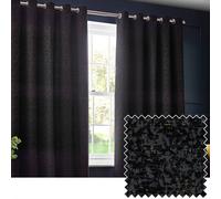 Paoletti Galaxy Eyelet Lined Chenille Curtains Black