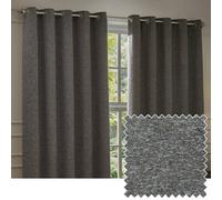 Paoletti Galaxy Eyelet Curtain Pair - Lined Room Darkening Luxury Opulent Chenille Curtains (Charcoal - 229x229cm)