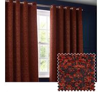 Paoletti Galaxy Chenille Room Darkening Eyelet Curtain Pair, Copper, (W) 117 X (D) 137Cm