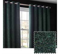 Paoletti Galaxy Eyelet Curtain Pair - Lined Room Darkening Luxury Opulent Chenille Curtains (Emerald - 117x137cm)